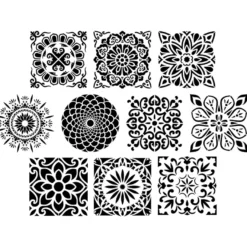 Laser-Kunststoff-Schablonen, 15cm x 15cm, Ornamente, 10 Stück