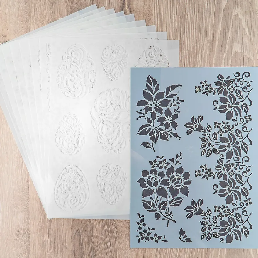 Laser-Kunststoff-Schablonen, Florale Ornamente & Bordüren, DIN A4, 10 Stück