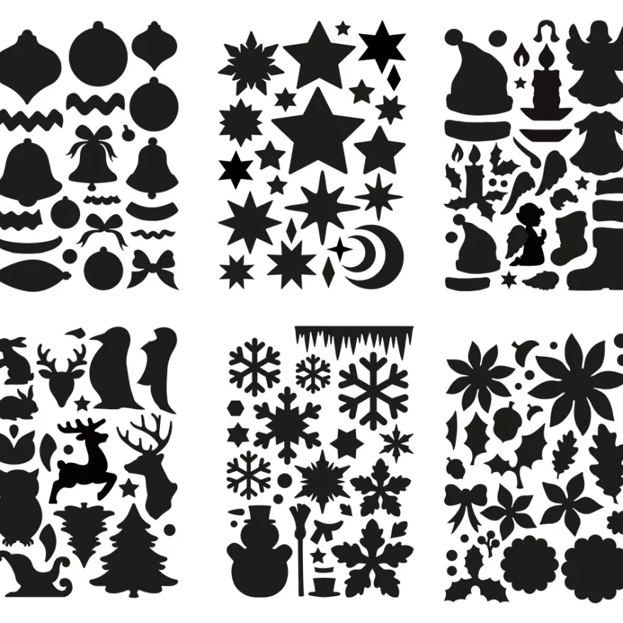 Laser-Kunststoff-Schablonen, DIN A4, Winter, Weihnachten, 6 Stück