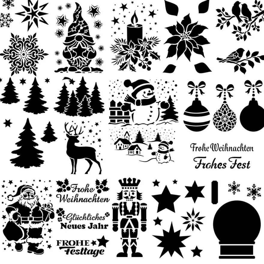 Laser-Schablonen, selbstklebend, Winter/Weihnachten, DIN A5, 15 Stück