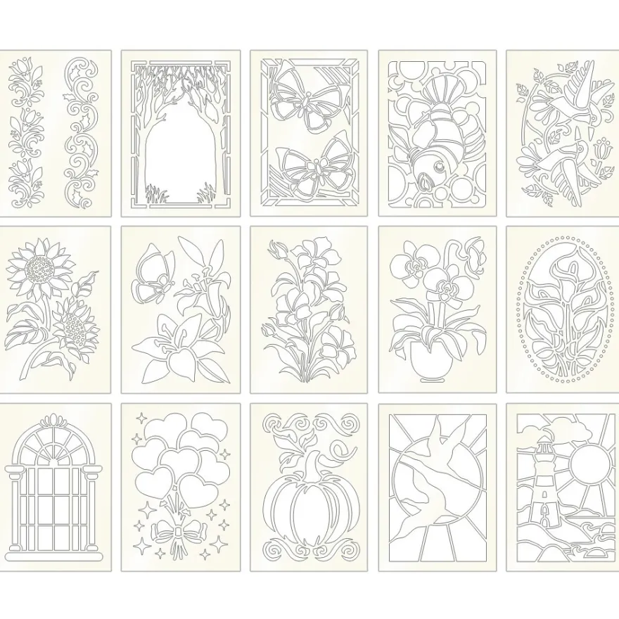 Laser-Schablonen, selbstklebend, Sortierung 1, 11,5cm x 16,5cm, inkl. Schutzfolien, 15 Stück
