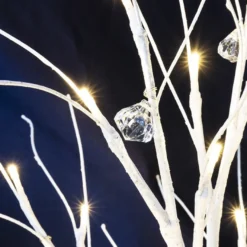 LED-Baum, mit Deko-Diamanten, 60cm hoch, 18 LED-Lämpchen in Warmweiß