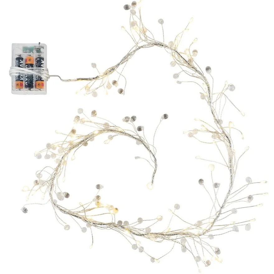 LED-Bündel-Drahtlichterkette, Kristall-Tropfen, transp., 80 LED-Lämpchen in Warmweiß, inkl. Timer