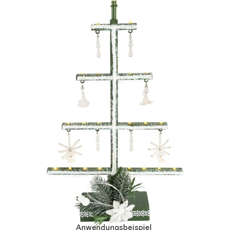 LED-Dekoleuchter, Tanne, 40cm hoch, 21 LED-Lichter in Warmweiß, Timer