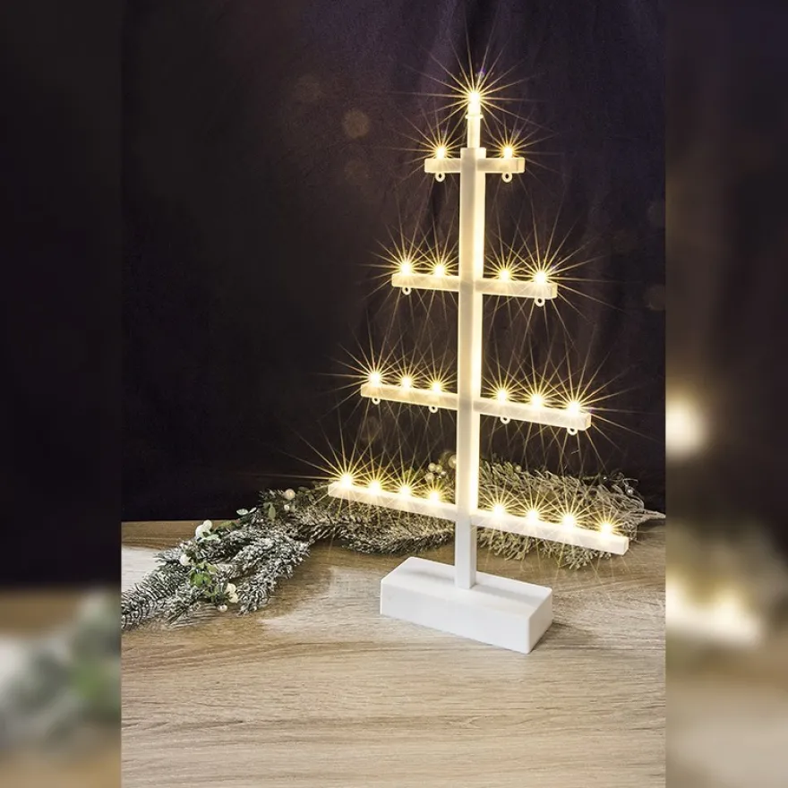 LED-Dekoleuchter, Tanne, 40cm hoch, 21 LED-Lichter in Warmweiß, Timer