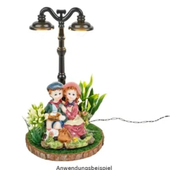 LED-Deko-Straßenlaterne, 12,5cm hoch, 6,4cm breit, 2 LED-Lämpchen in Warmweiß, schwarz
