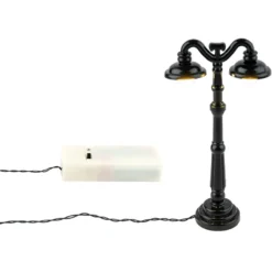 LED-Deko-Straßenlaterne, 12,5cm hoch, 6,4cm breit, 2 LED-Lämpchen in Warmweiß, schwarz