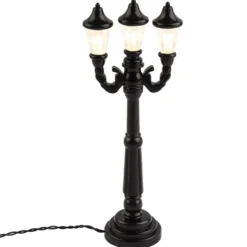 LED-Deko-Straßenlaterne, 12,5cm hoch, 5cm breit, 3 LED-Lämpchen in warmweiß, schwarz