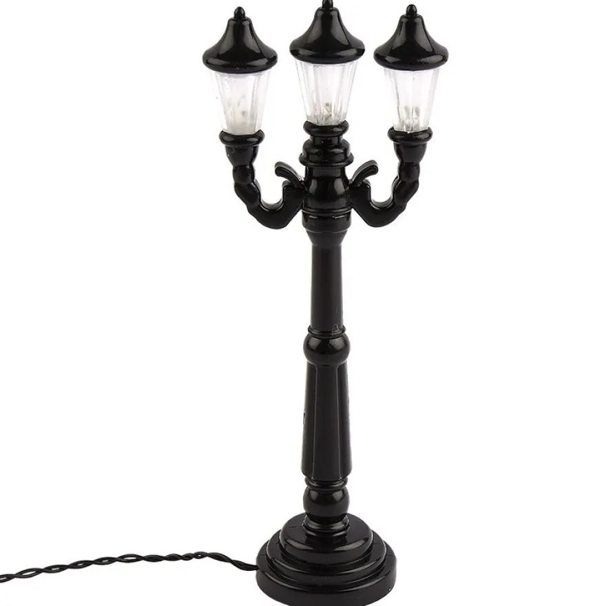 LED-Deko-Straßenlaterne, 12,5cm hoch, 5cm breit, 3 LED-Lämpchen in warmweiß, schwarz