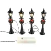 LED-Deko-Straßenlaternen, 12cm hoch, 2,5cm breit, je 1 LED-Lämpchen in Warmweiß, schwarz, 4 Stück