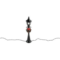 LED-Deko-Straßenlaternen, 12cm hoch, 2,5cm breit, je 1 LED-Lämpchen in Warmweiß, schwarz, 4 Stück