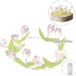 LED-Drahtlichterkette Blümchen, 10 LEDs in Warmweiß, 0,75m lang, Timer