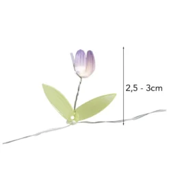 LED-Drahtlichterkette Blümchen, 10 LEDs in Warmweiß, 0,75m lang, Timer