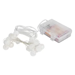 LED-Drahtlichterkette, Crackle-Kugeln, klar, 20 LEDs in Warmweiß, 3,05m lang, Timer