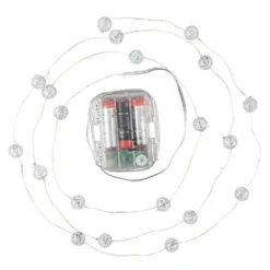 LED-Drahtlichterkette, Crackle-Kugeln, klar, 20 LEDs in Warmweiß, 3,05m lang, Timer