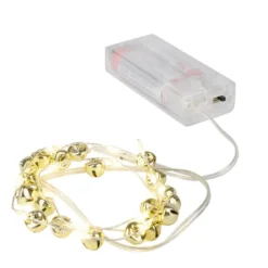LED-Drahtlichterkette, mit goldenen Glöckchen, 20 LEDs in Warmweiß, 0,9m lang, Timer