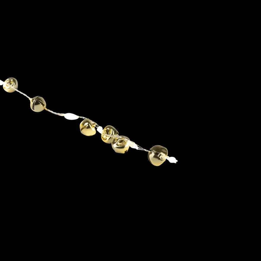 LED-Drahtlichterkette, mit goldenen Glöckchen, 20 LEDs in Warmweiß, 0,9m lang, Timer