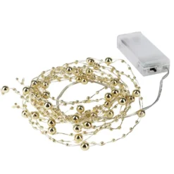 LED-Drahtlichterkette, mit goldenen Kugeln, 40 LEDs in Warmweiß, 1,25m lang, Timer