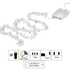 LED-Drahtlichterkette, mit Kristall-Nuggets, warmweiß, inkl. Timer, 38er