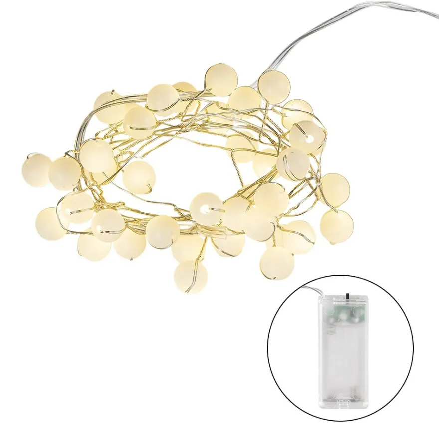 LED-Drahtlichterkette, mit weißen Perlen, 40 LEDs, warmweiß, 1,80m lang, inkl. Timer