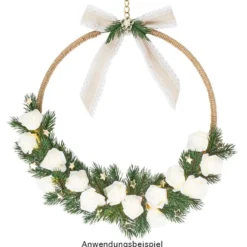 LED-Drahtlichterkette, Rosen an edlem Juteseil, weiß, 15 LED-Lämpchen in Warmweiß, inkl. Timer
