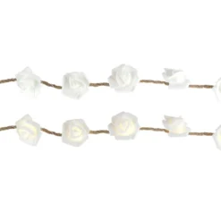 LED-Drahtlichterkette, Rosen an edlem Juteseil, weiß, 15 LED-Lämpchen in Warmweiß, inkl. Timer