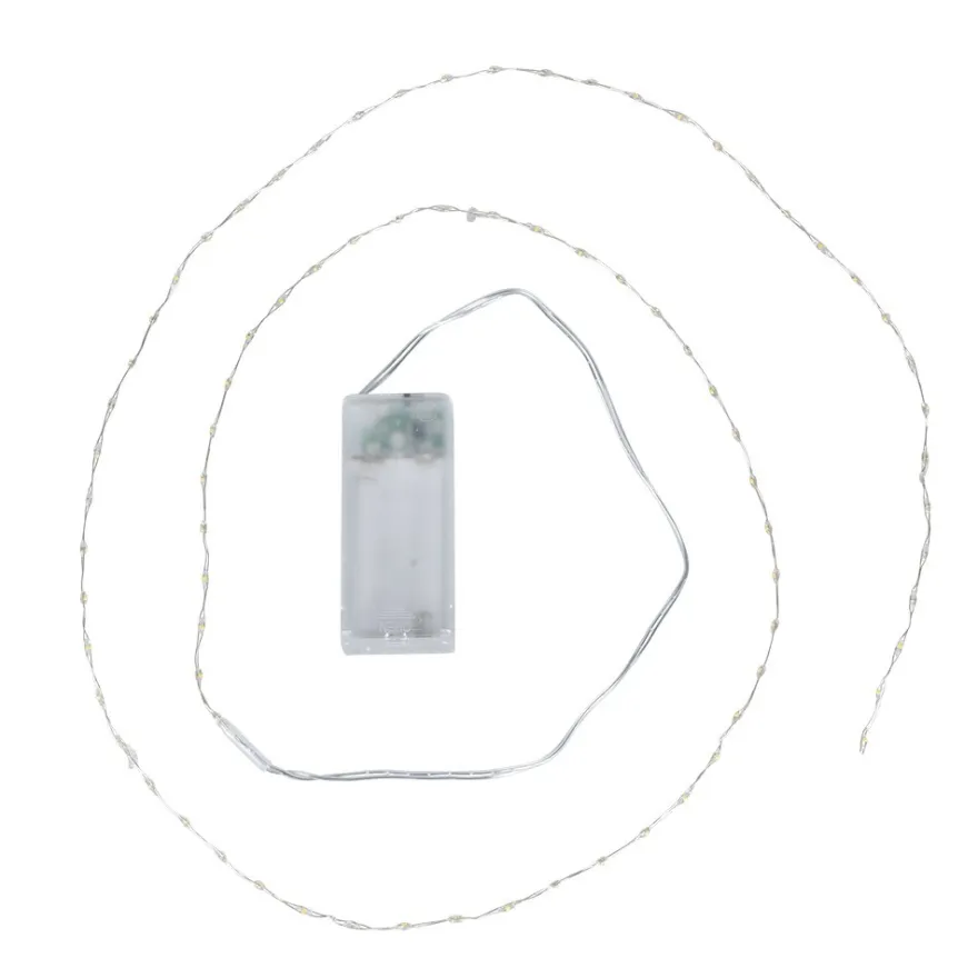 LED-Draht-Lichterkette, warmweiß, 1,5cm Lichtabstand, inkl. Timer, 80er
