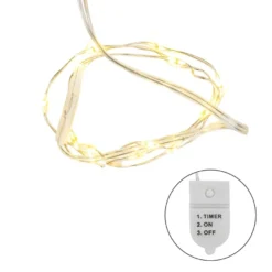 LED-Draht-Lichterkette, warmweiß, 2,5cm Lichtabstand, inkl. Timer, 15er