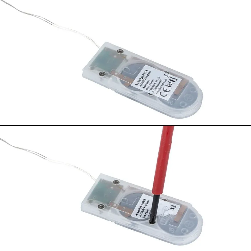 LED-Drahtlicht, mit Flackereffekt, 1 LED in Warmweiß, mit Timer