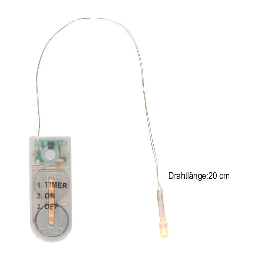 LED-Drahtlicht, mit Flackereffekt, 1 LED in Warmweiß, mit Timer