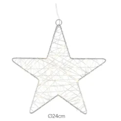 LED-Drahtstern, Ø24cm, 20 LED-Lichter in Warmweiß, inkl. Timer-Funktion