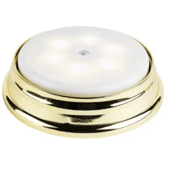 LED-Drehpodest, spiegel-gold, Ø16cm, 4,5cm hoch, warmweiß, inkl. Timer