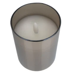 LED-Echtwachs-Kerze im Glas, 10cm hoch, Ø 7,5cm, inkl. Timer