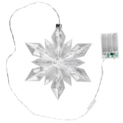 LED-Eiskristall, 23cm x 20cm, 25 LED-Lämpchen, warmweiß, transparent, klar, Timer