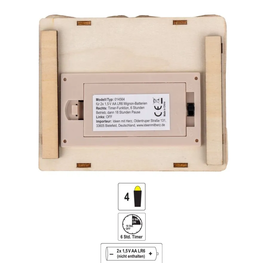 LED-Haus, Design 2, 12cm x 10cm x 15,1cm, warmweiß mit Timer