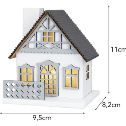 LED-Haus, graues Dach, mit Lichteffekt-Folie, 9,5cm x 8,2cm x 11cm