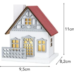 LED-Haus, rotes Dach, mit Lichteffekt-Folie, 9,5cm x 8,2cm x 11cm
