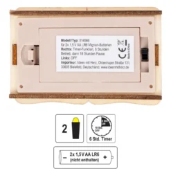 LED-Haus, Weihnachtsmarktszene 6, 9,5cm x 6cm x 10,6cm, warmweiß mit Timer
