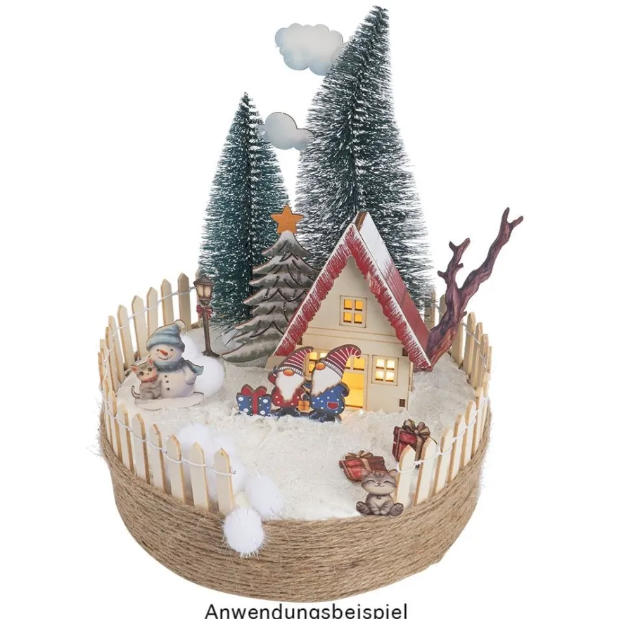 LED-Haus, Wichtelpaar, 12cm x 6cm x 14cm, warmweiß mit Timer