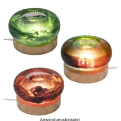 LED-Holz-Podest rund, Ø10cm, 2cm hoch, mit 6 LEDs in warmweiß