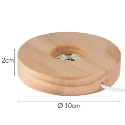 LED-Holz-Podest rund, Ø10cm, 2cm hoch, mit 6 LEDs in warmweiß