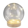 LED-Holz-Podest rund, mit Kugel, Ø8,3cm, 2cm hoch, mit 10 LEDs in Warmweiß