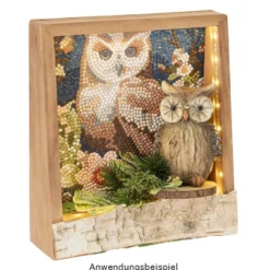 LED-Holzrahmen, 17cm x 18,4cm x 5cm, 31 LEDs in Warmweiß, inkl. Timer