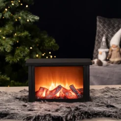 LED-Kamin, 30cm x 11,5cm x 20cm, mit Flammeneffekt, mit Timerfunktion