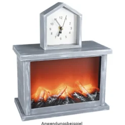 LED-Kamin, 25,5cm x 13,5cm x 18cm, mit Flammeneffekt, mit Timer
