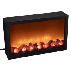 LED-Kamin, 41cm x 10cm x 25cm, mit Flammeneffekt, mit Timer, netzbetrieben