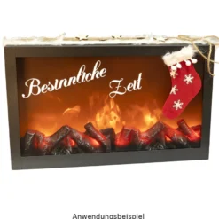 LED-Kamin, 41cm x 10cm x 25cm, mit Flammeneffekt, mit Timer, netzbetrieben