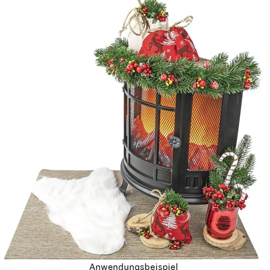 LED-Kamin, Nostalgie, 35cm x 30cm x 17cm, mit Timer-Funktion