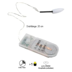LED-Kerzenflamme am Draht, mit Flackereffekt, 1 LED in Warmweiß, inkl. Timer