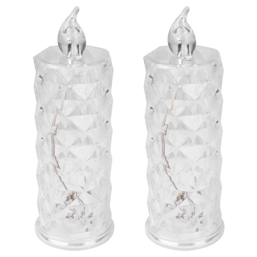 LED-Kerzen, Kristalloptik 1, transparent, 15,5cm hoch, 2 Stück